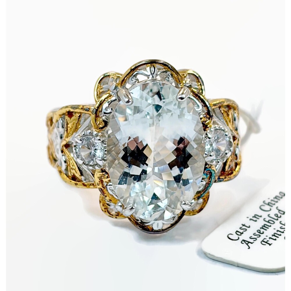 Michael Valitutti Sterling Silver Ring:  Aquamarine, Spinel, Two Tone, NOS
